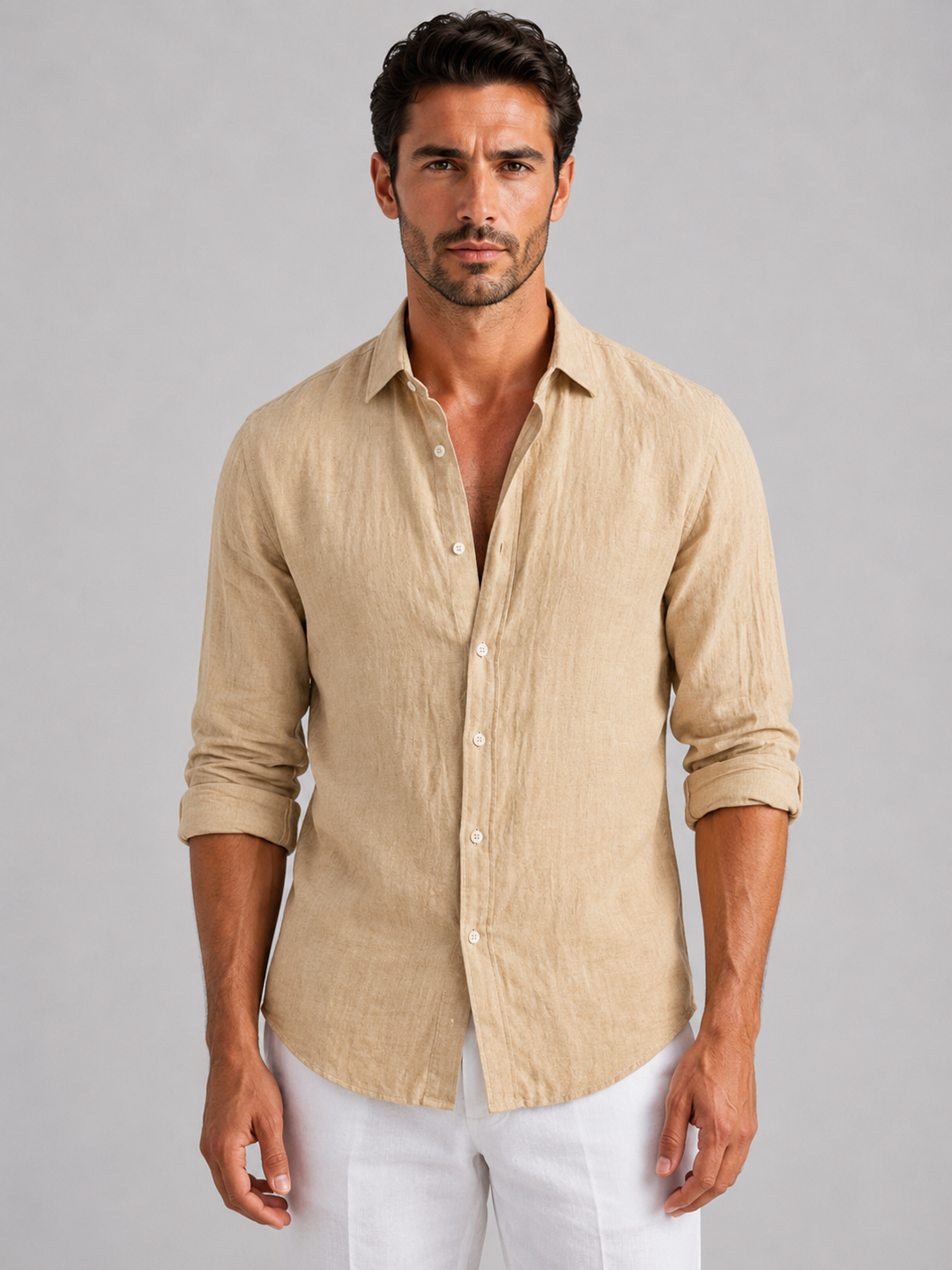 Heren linnen zomerhemd - comfortabele pasvorm - Beige