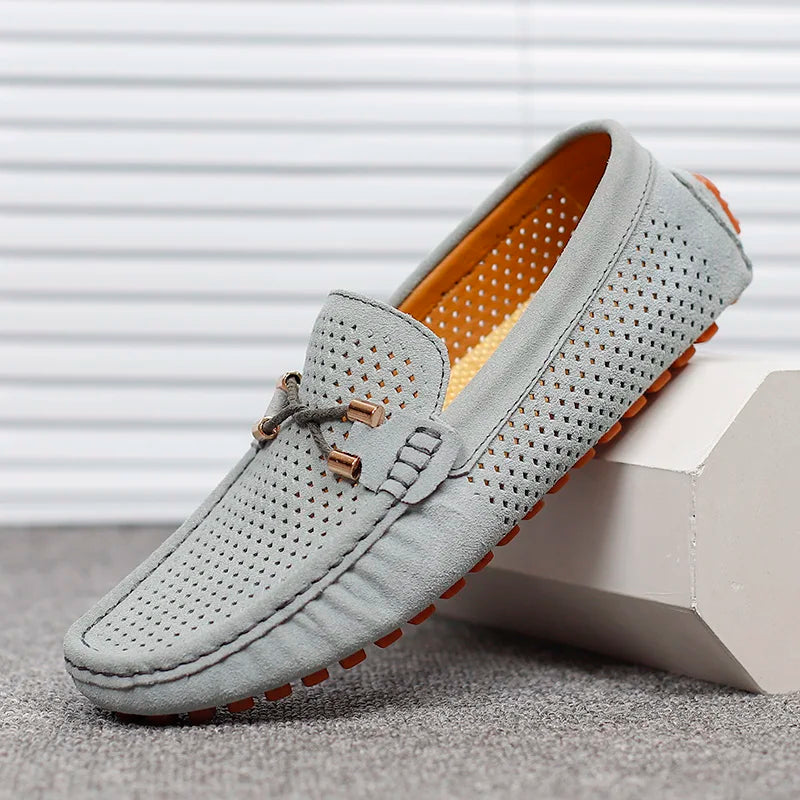 Heren Loafers met Perforatie - Slip-On Klassiek - Grijs