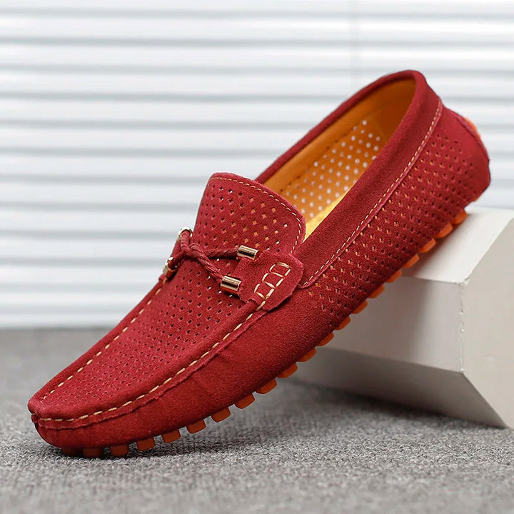 Heren Loafers met Perforatie - Slip-On Klassiek - Rood