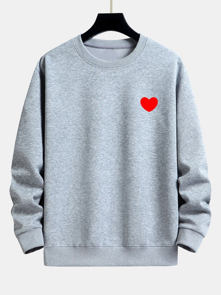 Heren Minimalistische Hart Print Sweatshirt in lichtgrijs, Relaxed Fit