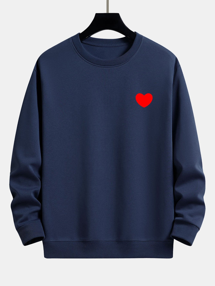 Heren Minimalistische Hart Print Sweatshirt in marineblauw, Relaxed Fit