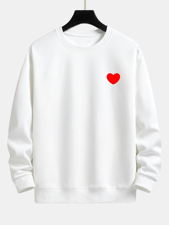 Heren Minimalistische Hart Print Sweatshirt in wit, Relaxed Fit