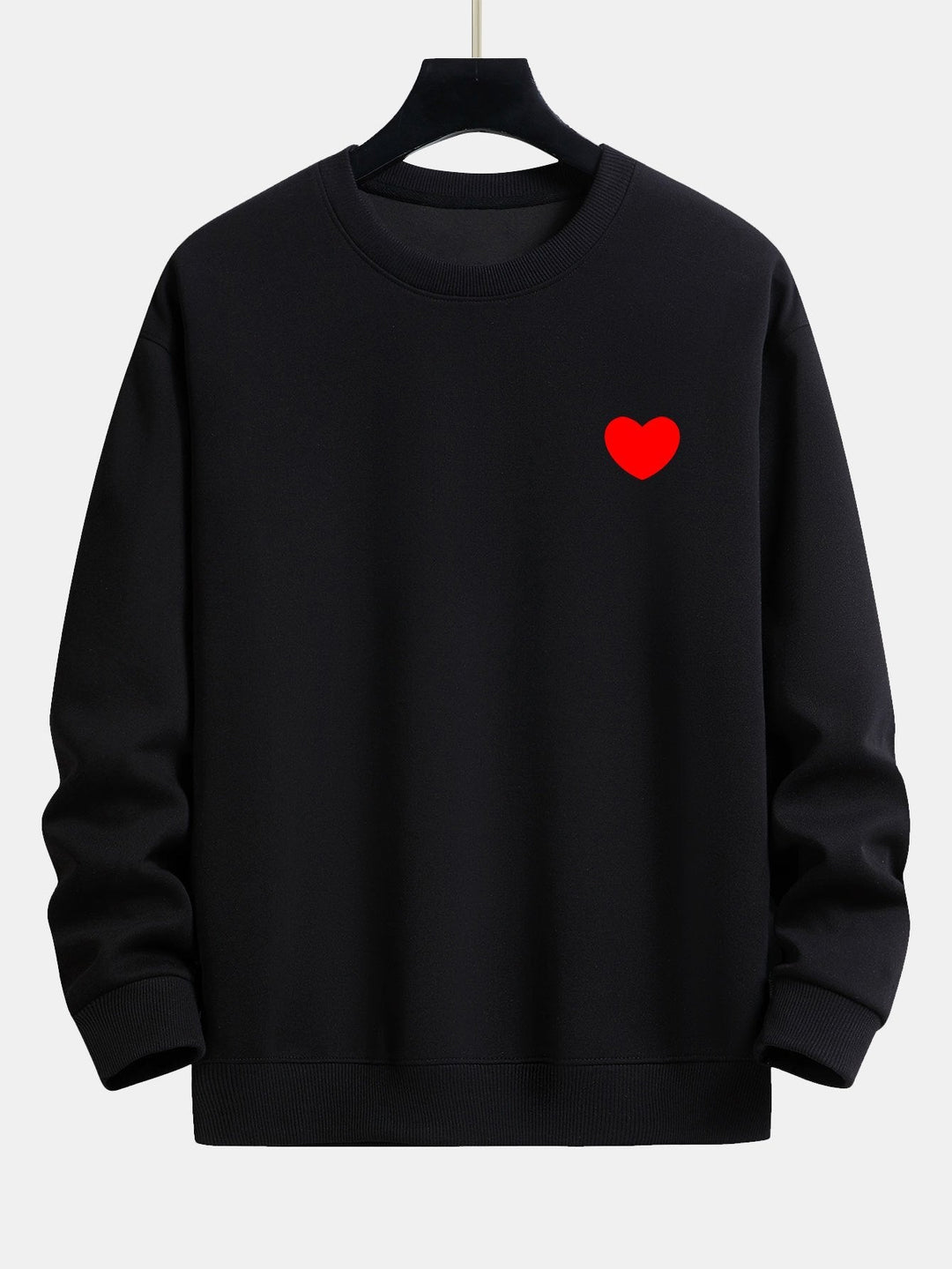 Heren Minimalistische Hart Print Sweatshirt in zwart, Relaxed Fit