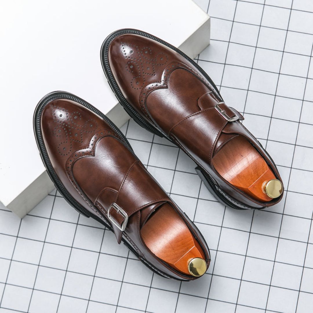 Heren Monk Strap Brogue Schoenen - Elegante Dagelijkse Stijl - Bruin