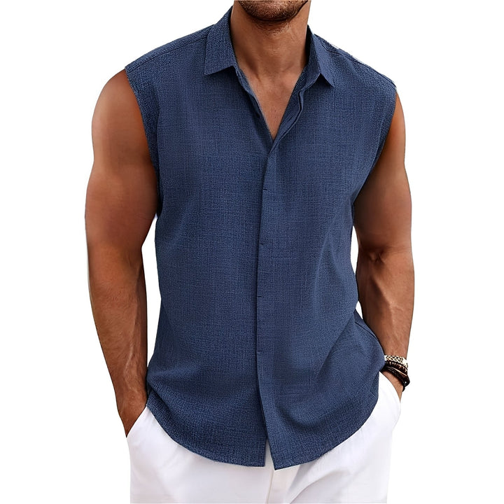 Heren Mouwloos Comfort Top - Klassieke Casual Fit - Blauw