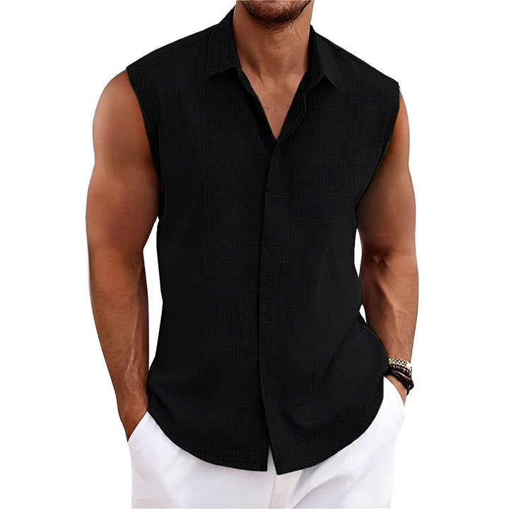 Heren Mouwloos Comfort Top - Klassieke Casual Fit - Zwart