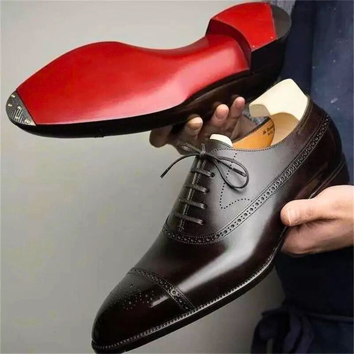 Heren Nette Schoenen Veters - Geperforeerde Neus - Zwart