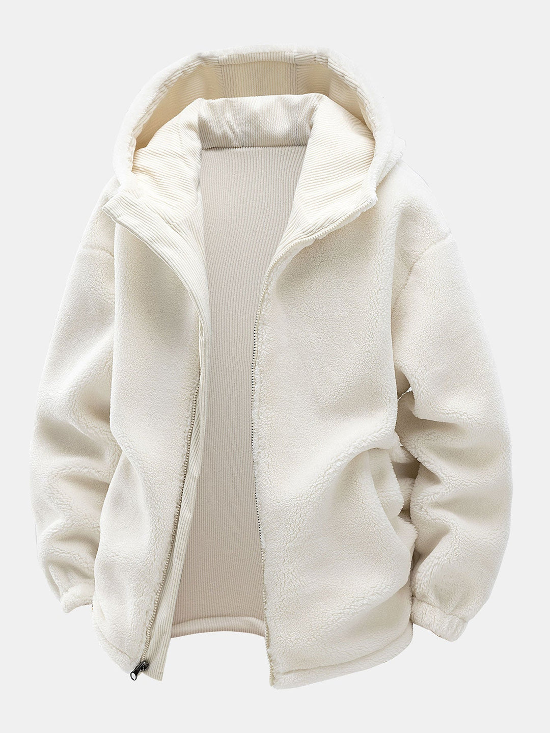 Heren Omkeerbare Corduroy Jas met Teddy Fleece in crème, Relaxed Fit