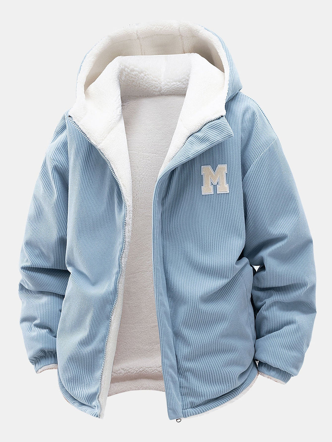 Heren Omkeerbare Corduroy Jas met Teddy Fleece in lichtblauw, Relaxed Fit