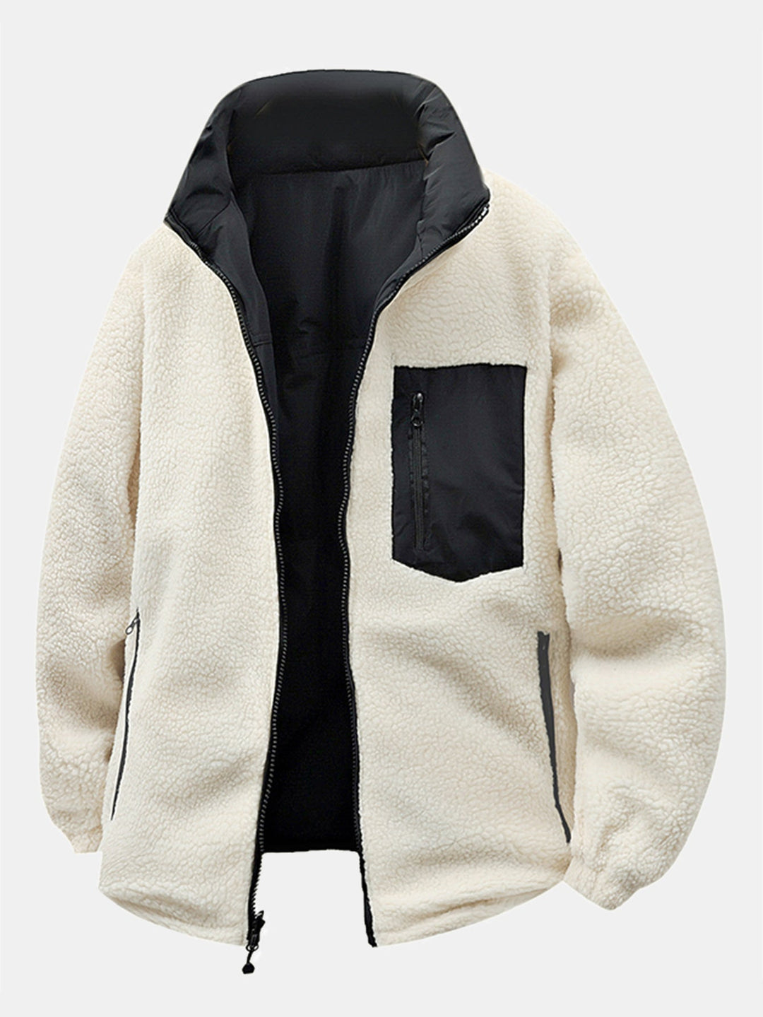 Heren Omkeerbare Teddy Fleece Pufferjack - Comfortabele Winterjas