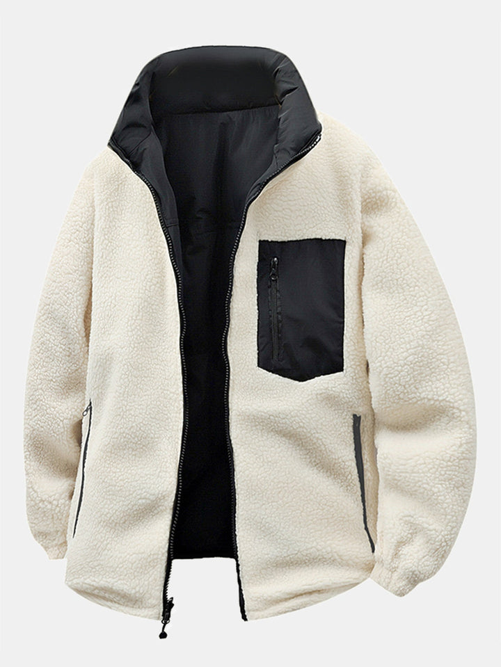 Heren Omkeerbare Teddy Fleece Pufferjack - Comfortabele Winterjas