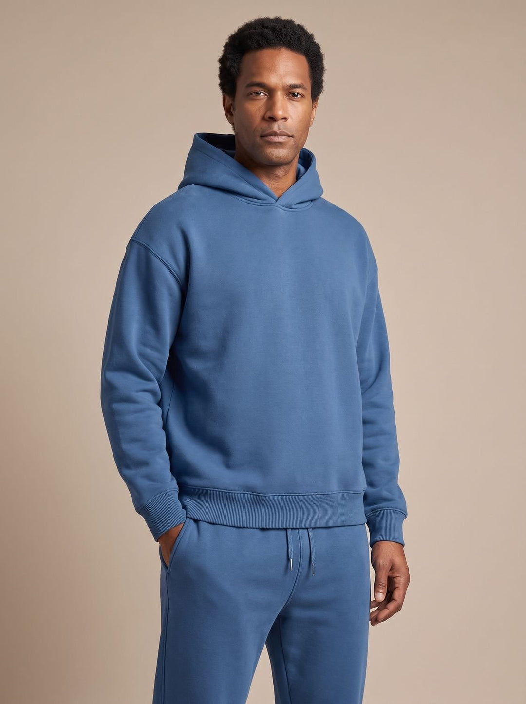 Heren Oversized Trainingspak in blauw, Hoodie en Joggingbroek Set