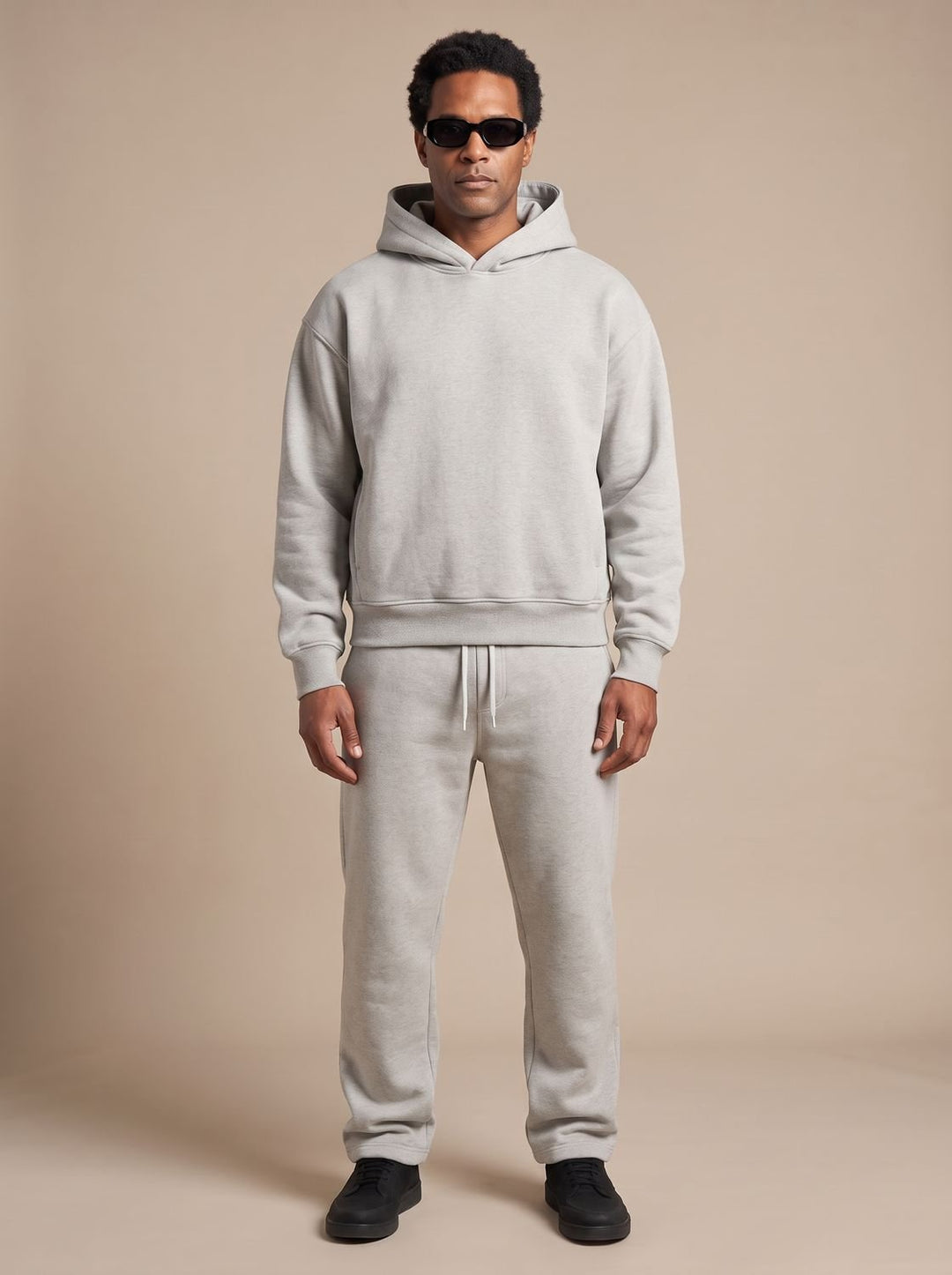 Heren Oversized Trainingspak in lichtgrijs, Hoodie en Joggingbroek Set