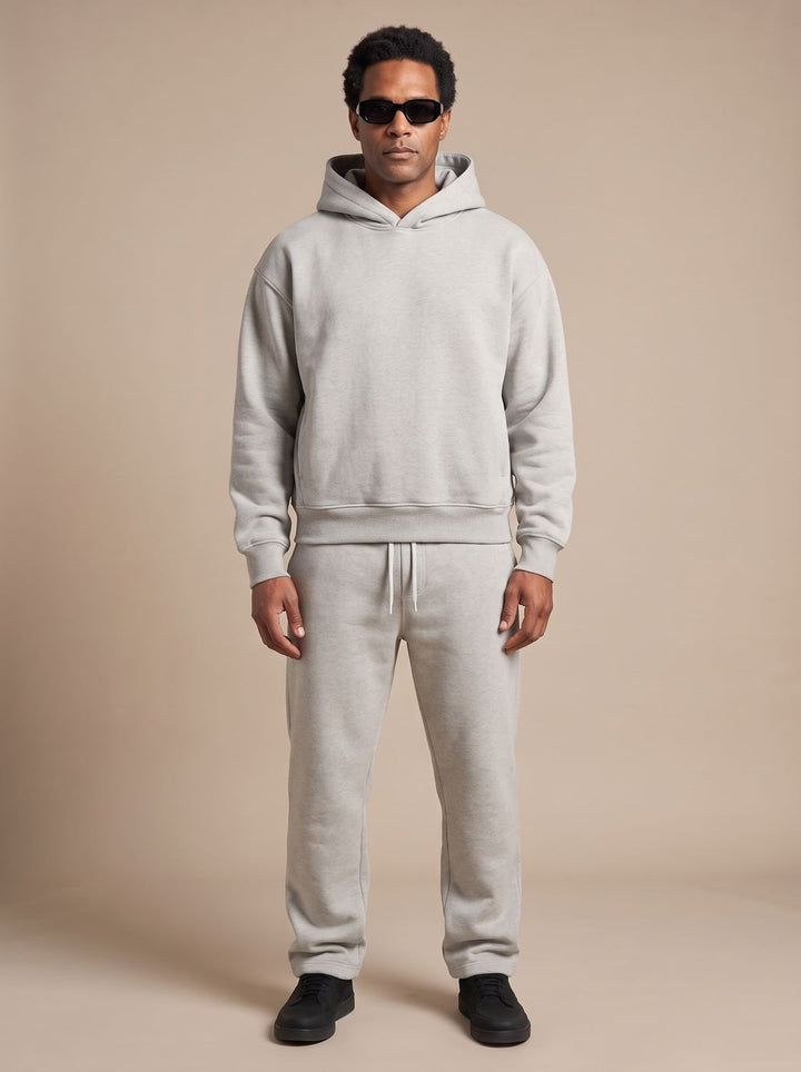 Heren Oversized Trainingspak in lichtgrijs, Hoodie en Joggingbroek Set