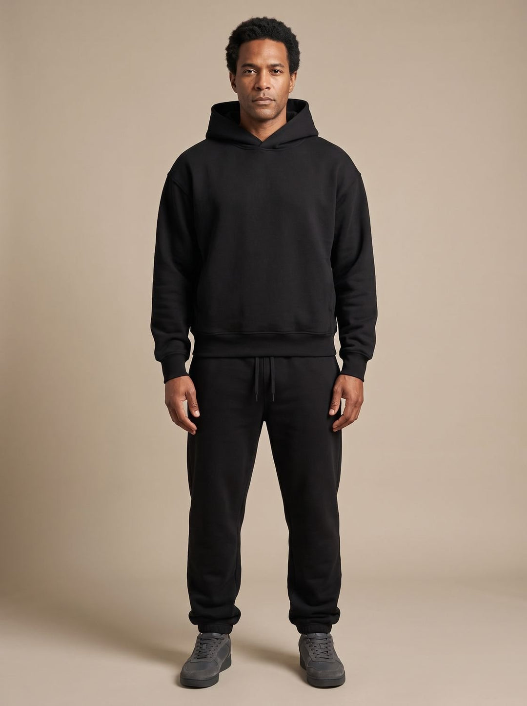 Heren Oversized Trainingspak in zwart, Hoodie en Joggingbroek Set