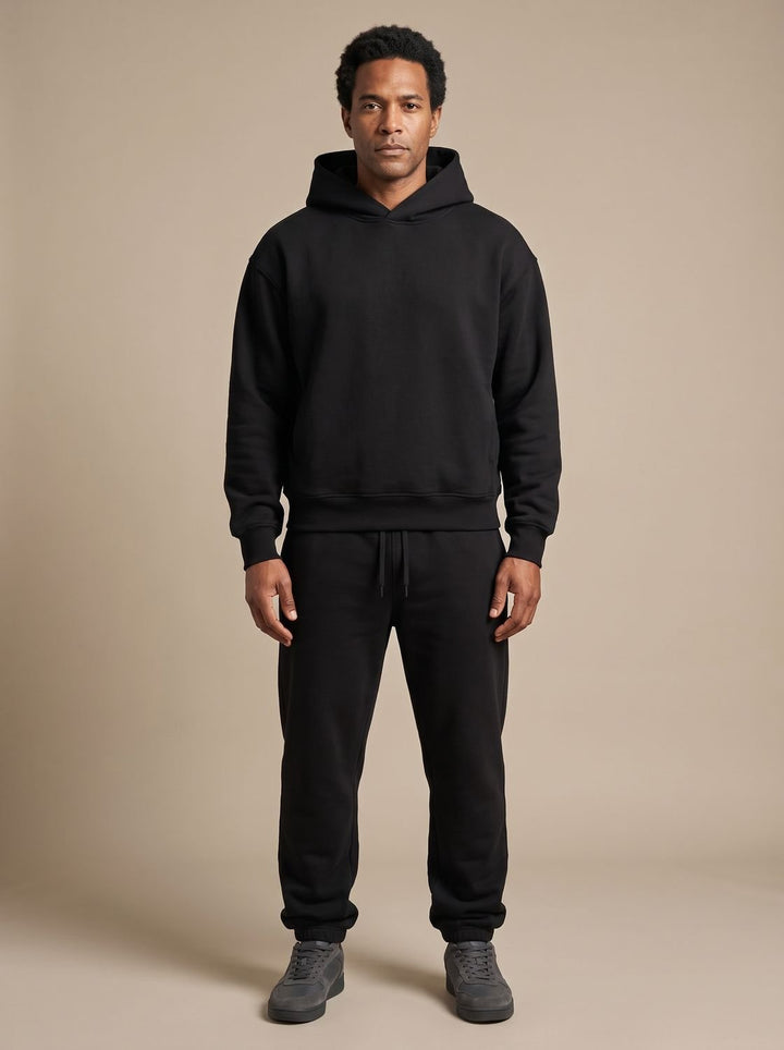 Heren Oversized Trainingspak in zwart, Hoodie en Joggingbroek Set