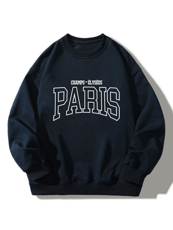 Heren Paris Grafisch Sweatshirt in marineblauw, Relaxed Fit Crew Neck