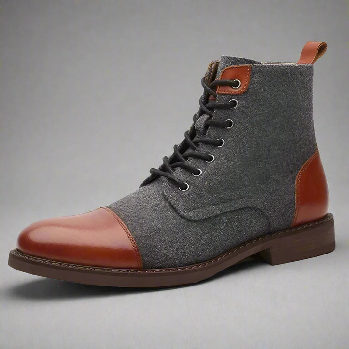 Heren Patchwork Laarsjes met Contrastpanelen in lichtbruin, Klassieke Stijl