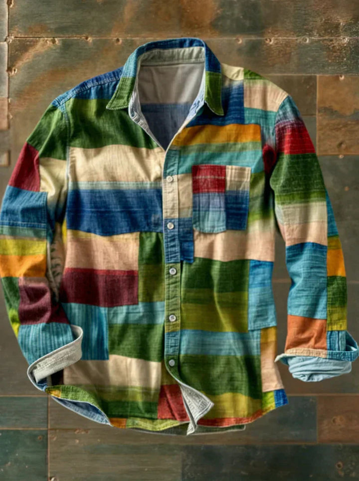 Heren Patchwork Overhemd - Kleurrijke Relaxed Fit - Multicolor 4
