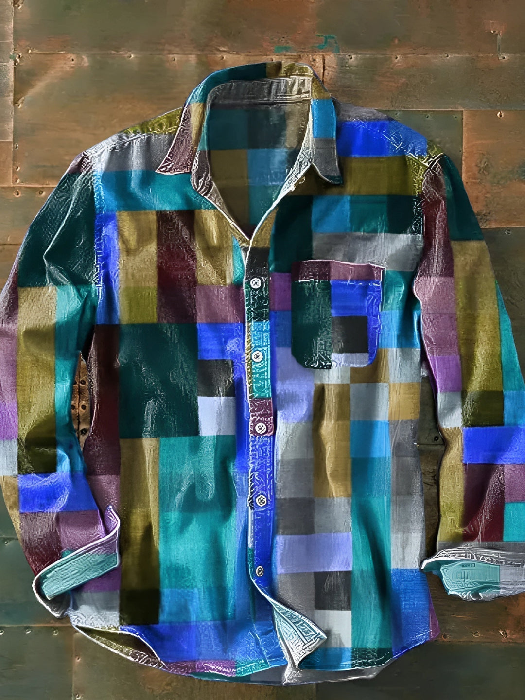 Heren Patchwork Overhemd - Kleurrijke Relaxed Fit - Multicolor 5