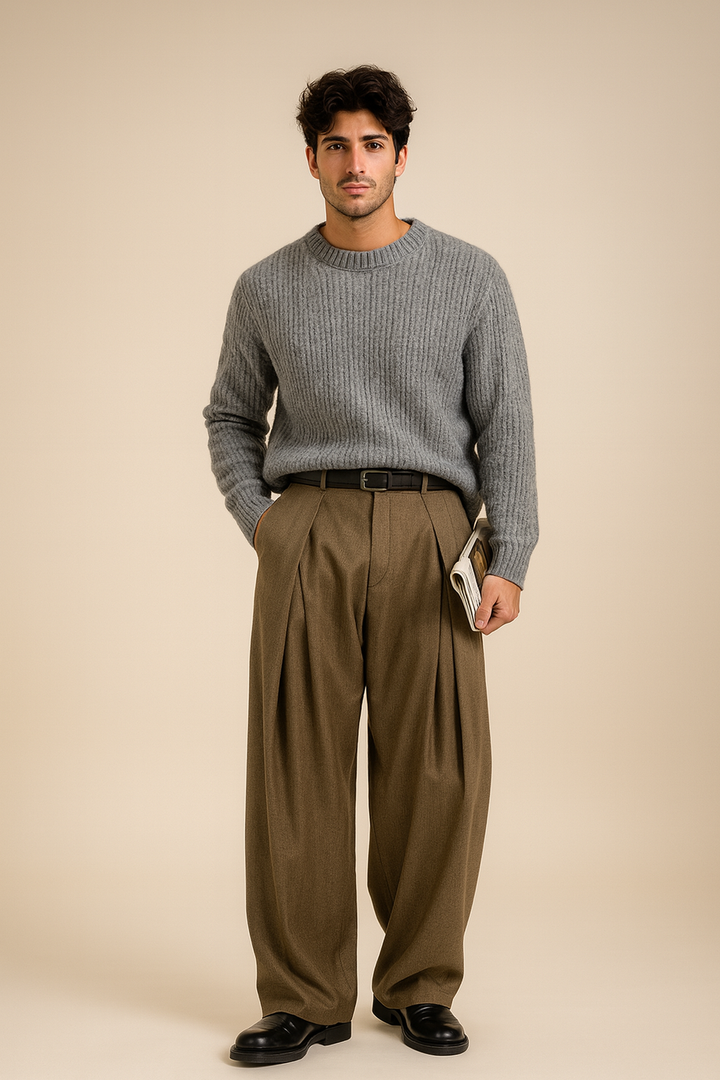 Heren Plissé Pantalon Hoge Taille - Elegant Klassiek