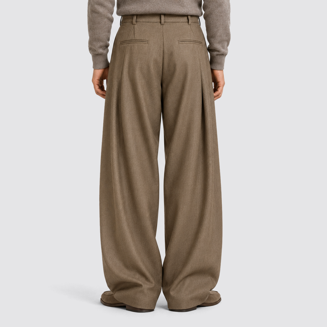 Heren Plissé Wijde Broek - Klassieke Tailored Fit