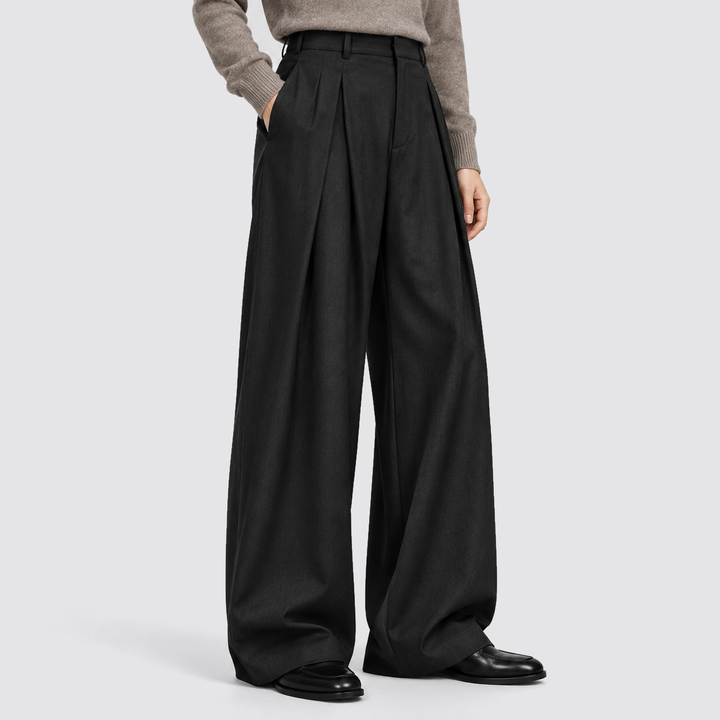 Heren Plissé Wijde Broek - Klassieke Tailored Fit