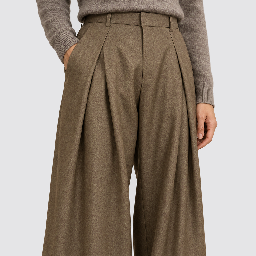 Heren Plissé Wijde Broek - Klassieke Tailored Fit