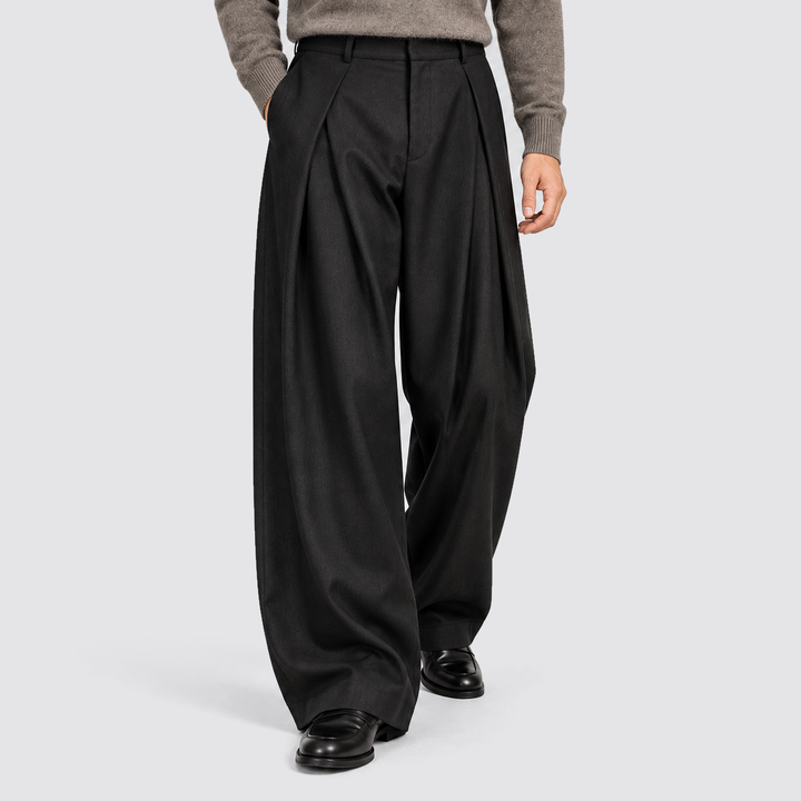 Heren Plissé Wijde Broek - Klassieke Tailored Fit