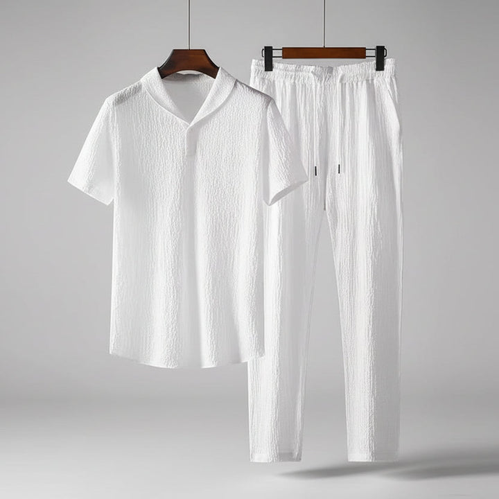 Heren Poloshirt en Broek Set - Klassieke Zomercombo - Wit