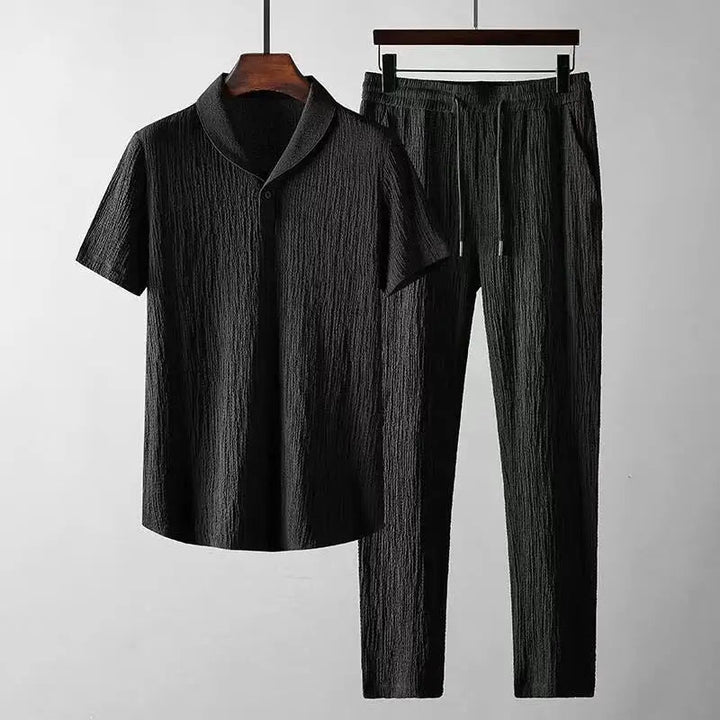 Heren Poloshirt en Broek Set - Klassieke Zomercombo - Zwart