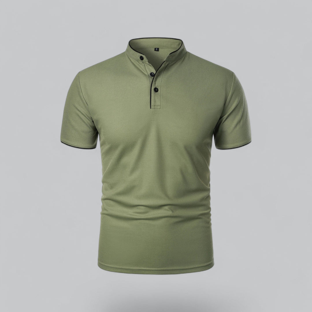 Heren Poloshirt Zonder Kraag - Comfortabel Dagelijks Dragen - Groen