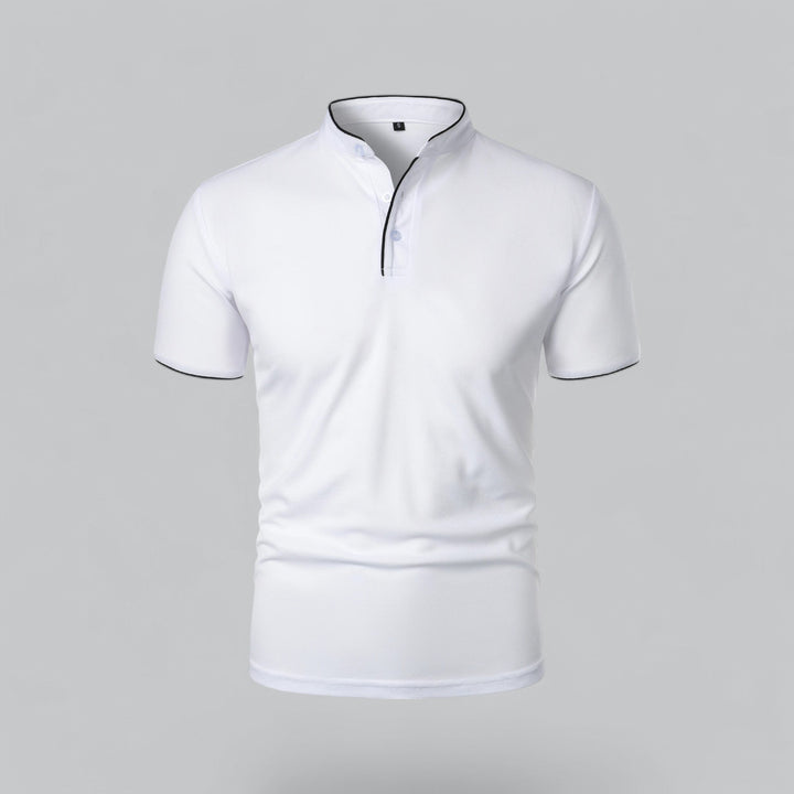 Heren Poloshirt Zonder Kraag - Comfortabel Dagelijks Dragen - Wit