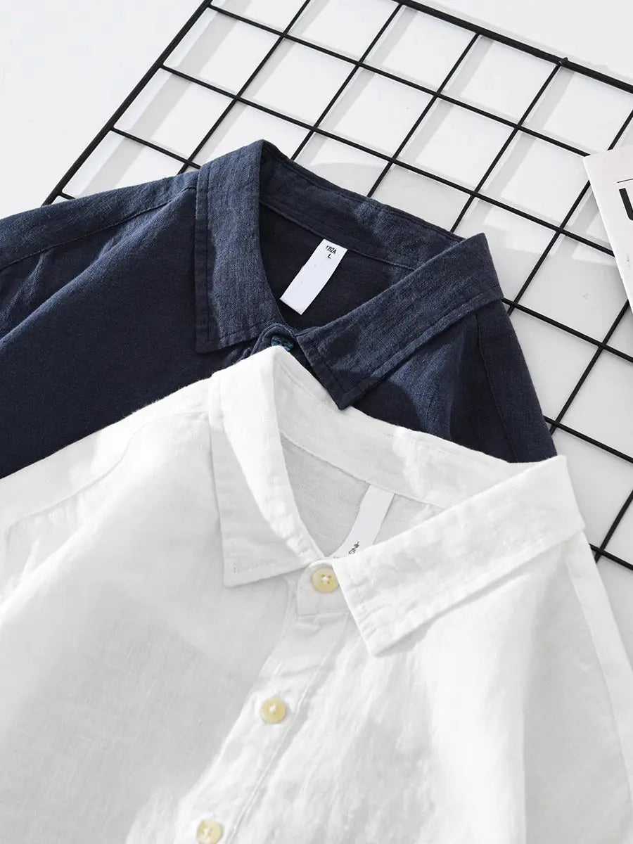 Heren Popover Shirt Katoen Linnen Mix - Relaxed Fit