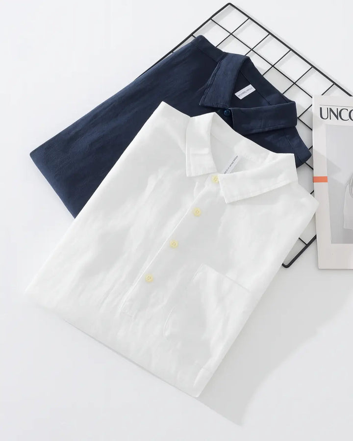 Heren Popover Shirt Katoen Linnen Mix - Relaxed Fit
