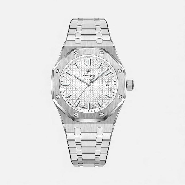 Heren Quartz Horloge Edelstaal - Klassiek Design met Datum - Zilver Wit