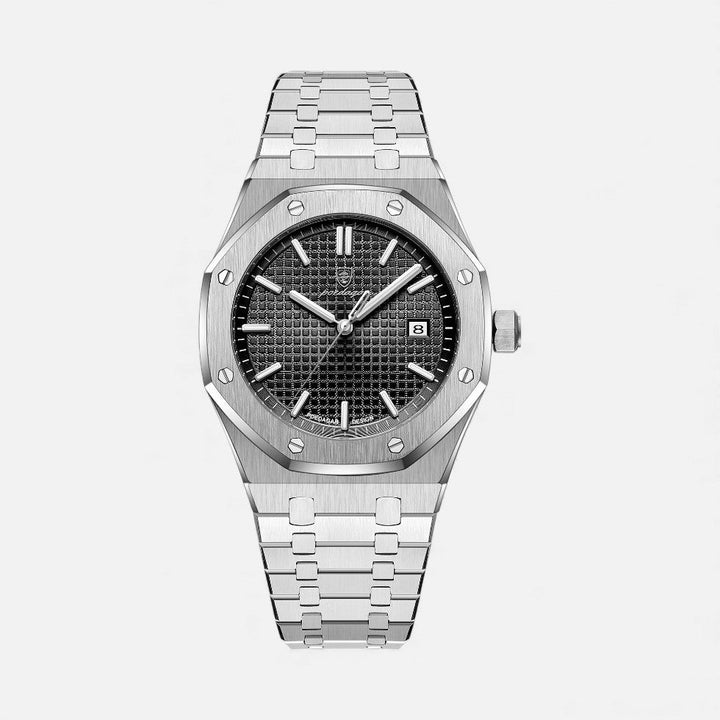 Heren Quartz Horloge Edelstaal - Klassiek Design met Datum - Zilver Zwart