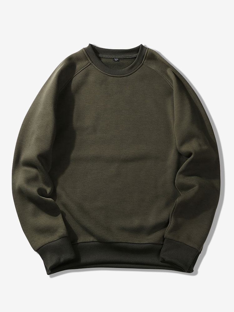 Heren Raglan Sweatshirt Crew Neck in olijfgroen, Relaxed Fit Casual