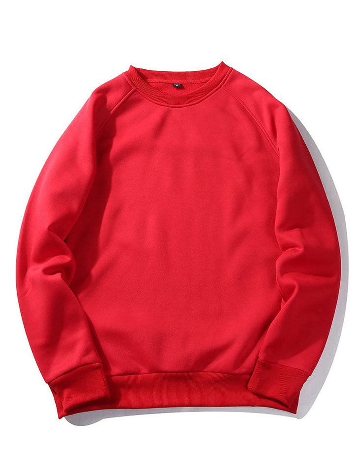 Heren Raglan Sweatshirt Crew Neck in rood, Relaxed Fit Casual