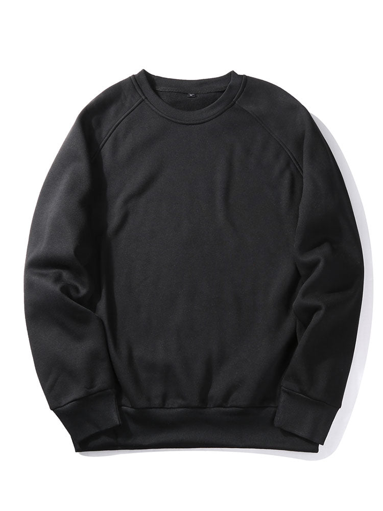 Heren Raglan Sweatshirt Crew Neck in zwart, Relaxed Fit Casual