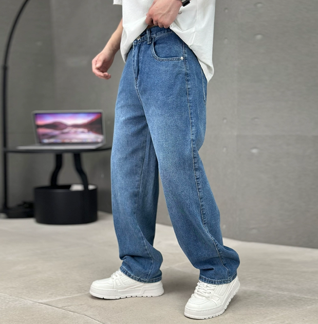 Heren rechte jeans - klassieke snit - Blauw