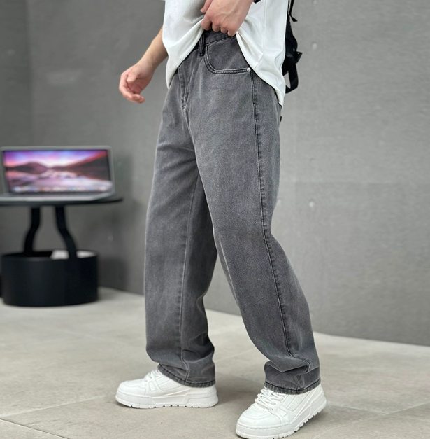 Heren rechte jeans - klassieke snit - Donkergrijs