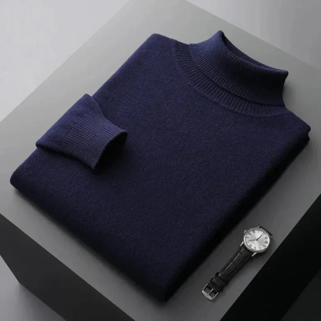 Heren Relaxed-Fit Coltrui in donkerblauw, Comfortabele Pasvorm