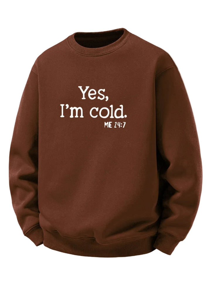 Heren Sherpa Fleece Sweatshirt Geprint in bruin, Relaxed Fit Crew Neck