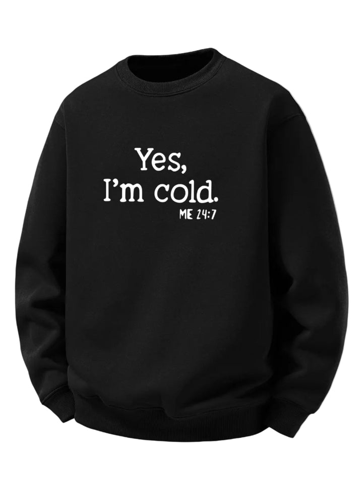 Heren Sherpa Fleece Sweatshirt Geprint in zwart, Relaxed Fit Crew Neck