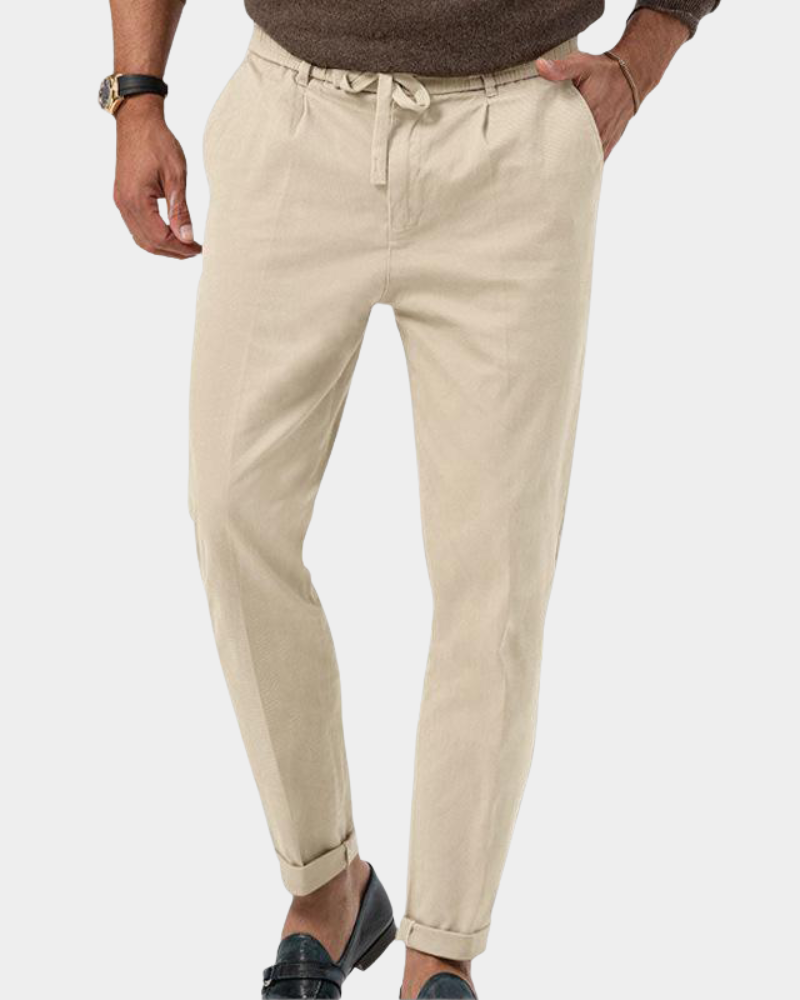 Heren Slim-Fit Bundfaltenbrock - Klassiek modern - Beige