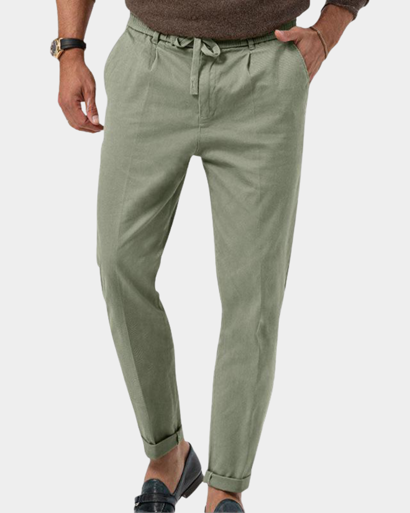 Heren Slim-Fit Bundfaltenbrock - Klassiek modern - Groen