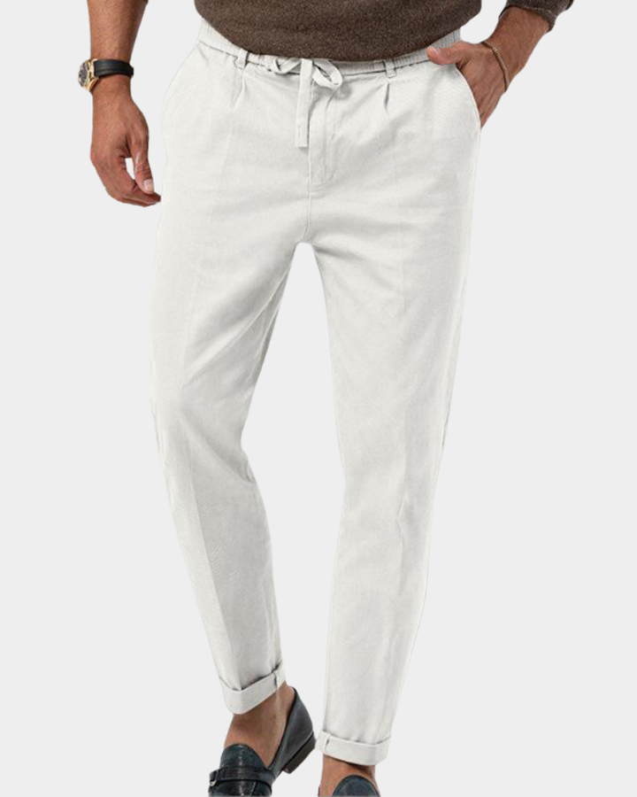 Heren Slim-Fit Bundfaltenbrock - Klassiek modern - Wit