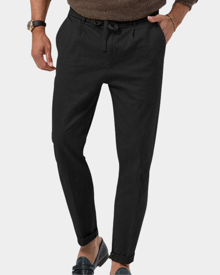 Heren Slim-Fit Bundfaltenbrock - Klassiek modern - Zwart