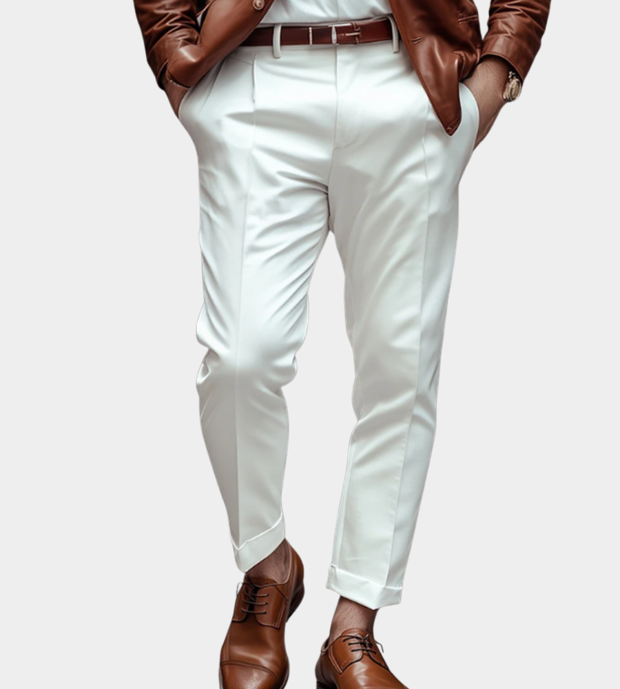 Heren Slim Fit Chino - Moderne Pasvorm - Wit
